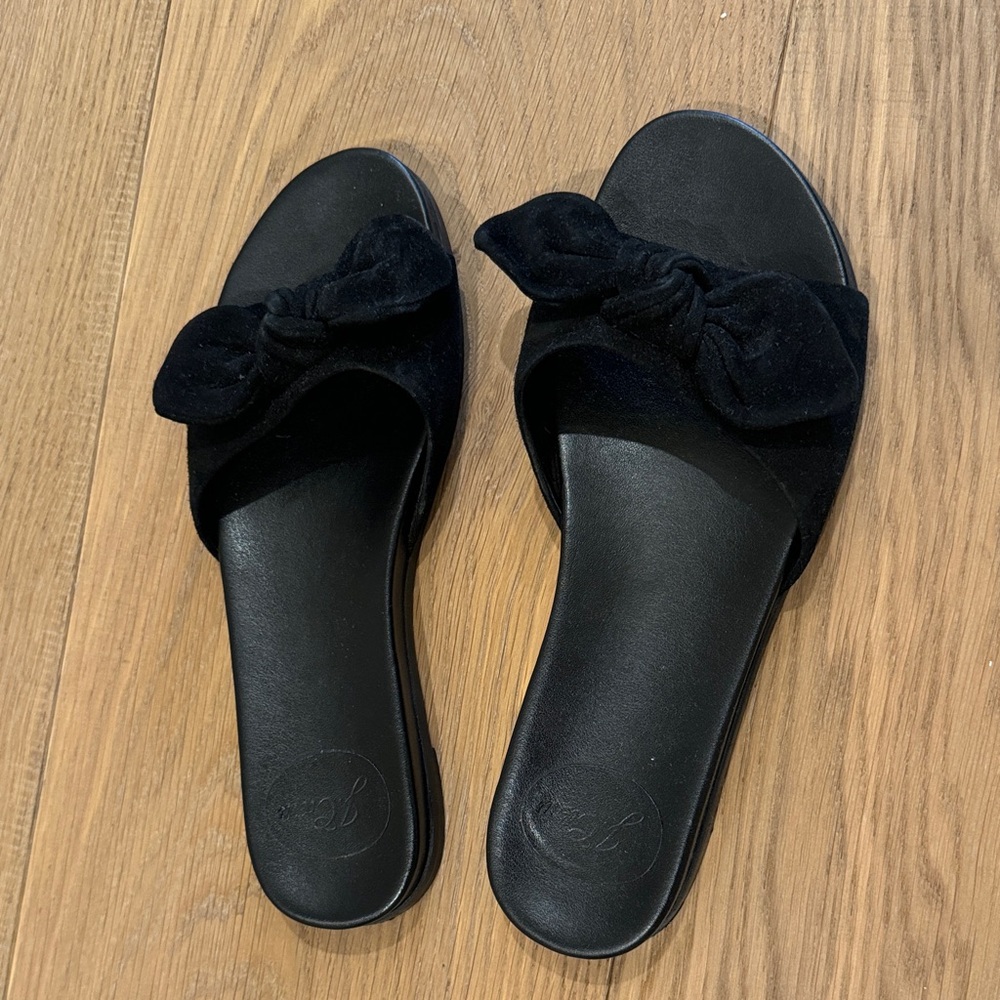 J. Crew Black Bow Slide Mules